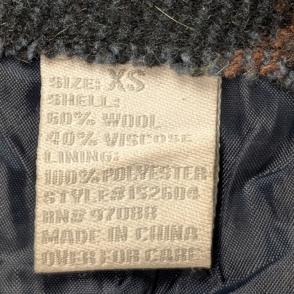 dELiA*s Vintage Junior's XS Blue Brown Plaid Pea Coat Wool Blend Y2K 90s - Picture 5 of 10